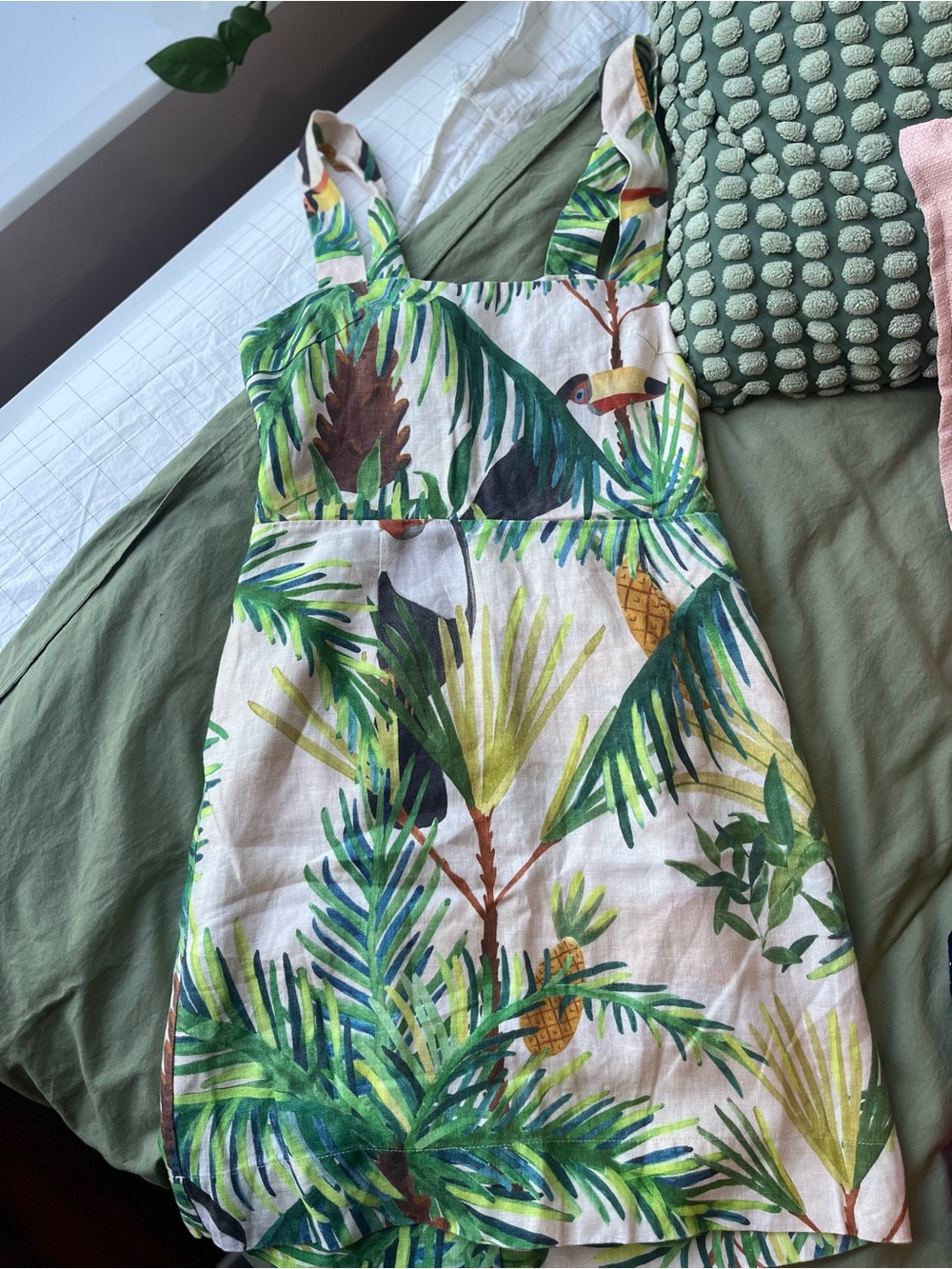 FARM Rio Tropical Palm Mini Dress - Green/White
